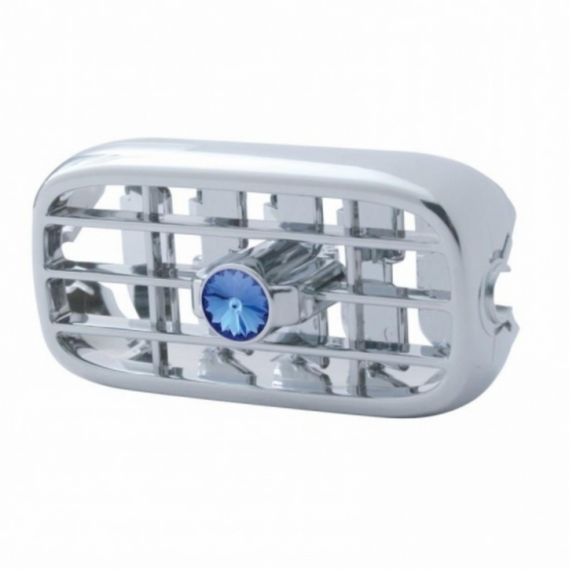 United Pacific Chrome Plastic A/C Vent With Color Crystal For Peterbilt (2006+) Blue Crystal 41249