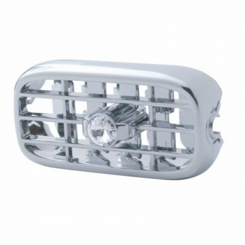 United Pacific Chrome Plastic A/C Vent With Color Crystal For Peterbilt (2006+) Clear Crystal 41250