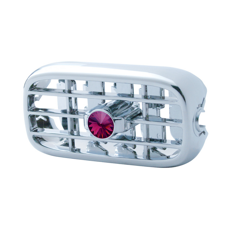 United Pacific Chrome Plastic A/C Vent With Color Crystal For Peterbilt (2006+) Purple Crystal 41252