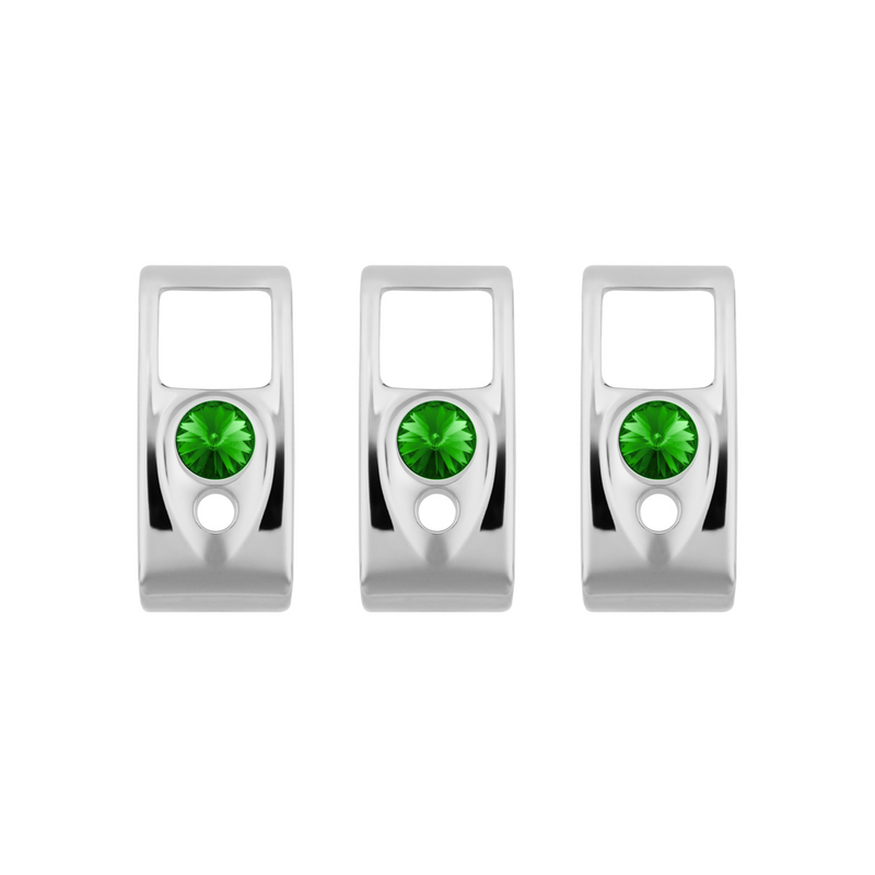 United Pacific Rocker Switch Cover With Green Crystal For 2006+ Kenworth (Card Of 3) 41417