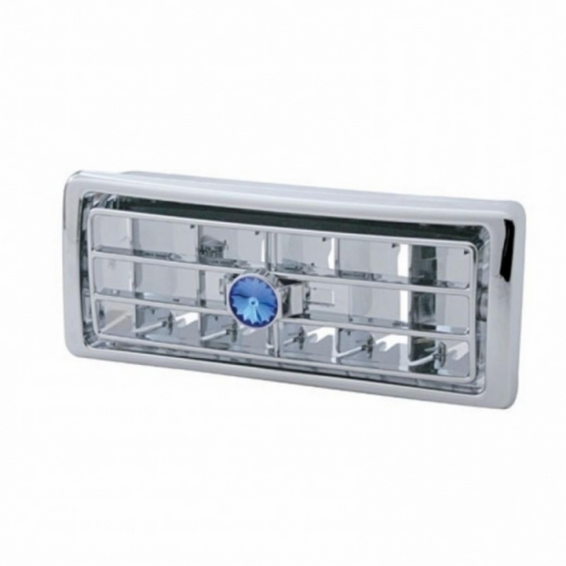 United Pacific Chrome Plastic A/C Vent With Crystal For 2002-2005 Kenworth Center Blue Crystal 41502