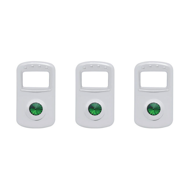 United Pacific Rocker Switch Cover For Kenworth/Peterbilt- Green Crystal (Card of 3) 41705