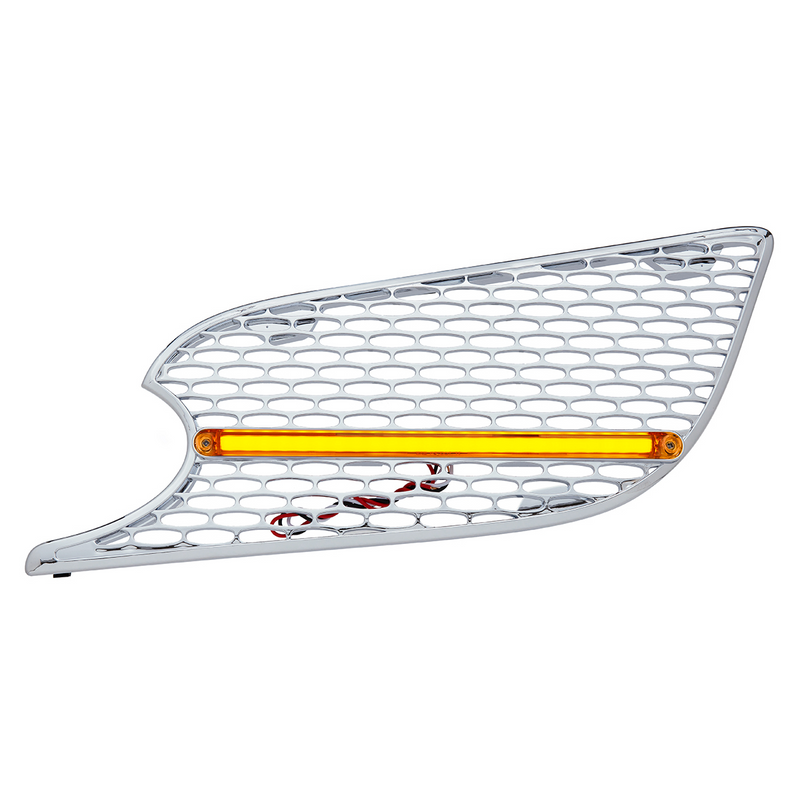 United Pacific Chrome Air Intake Grille With LED GloLight For 2012-2021 Peterbilt 579 (Driver) Amber LED/Amber Lens 41779