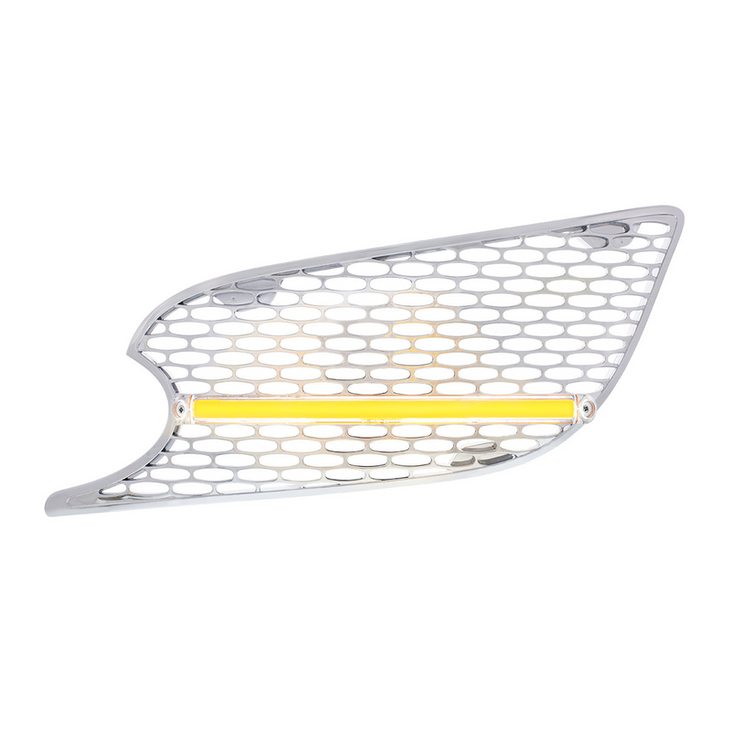 United Pacific Chrome Air Intake Grille With LED GloLight For 2012-2021 Peterbilt 579 (Driver) Amber LED/Clear Lens 41780