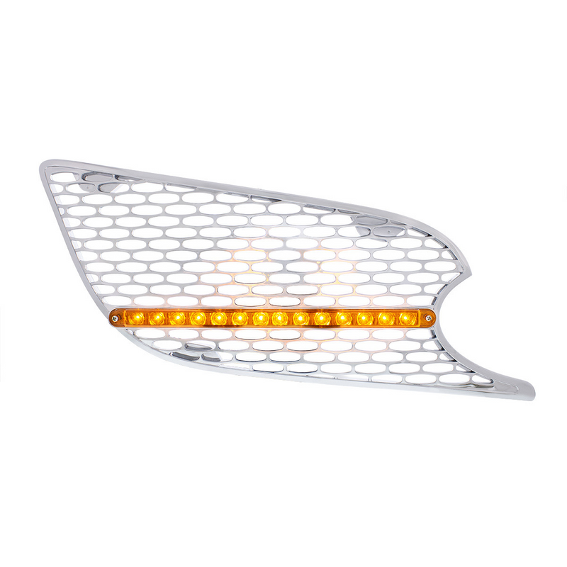 United Pacific Chrome Air Intake Grille With LED Light For 2012-2021 Peterbilt 579 (Passenger) Amber LED/Amber Lens 41781