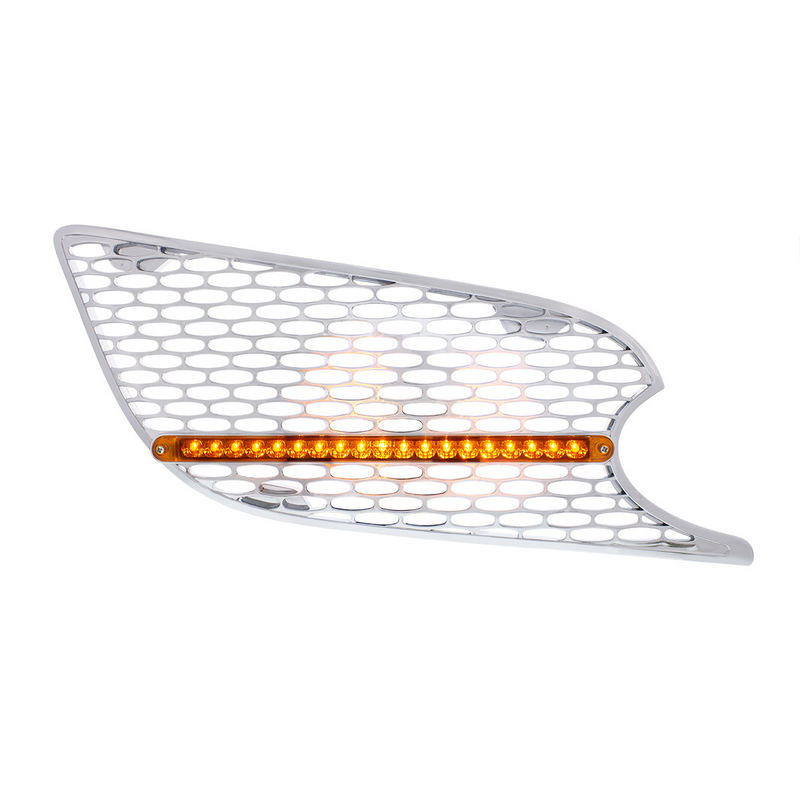 United Pacific Chrome Air Intake Grille W/Reflector LED Light For 2012-2021 Peterbilt 579 (Passenger) Amber LED/Amber Lens 41783
