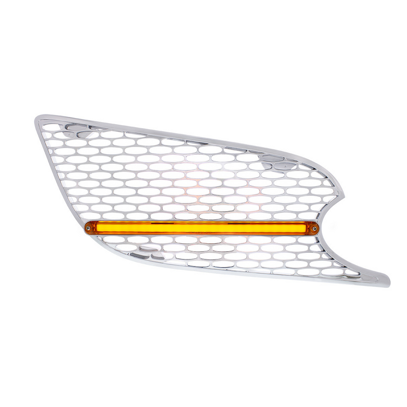 United Pacific Chrome Air Intake Grille With LED GloLight For 2012-2021 Peterbilt 579 (Passenger) Amber LED/Amber Lens 41785