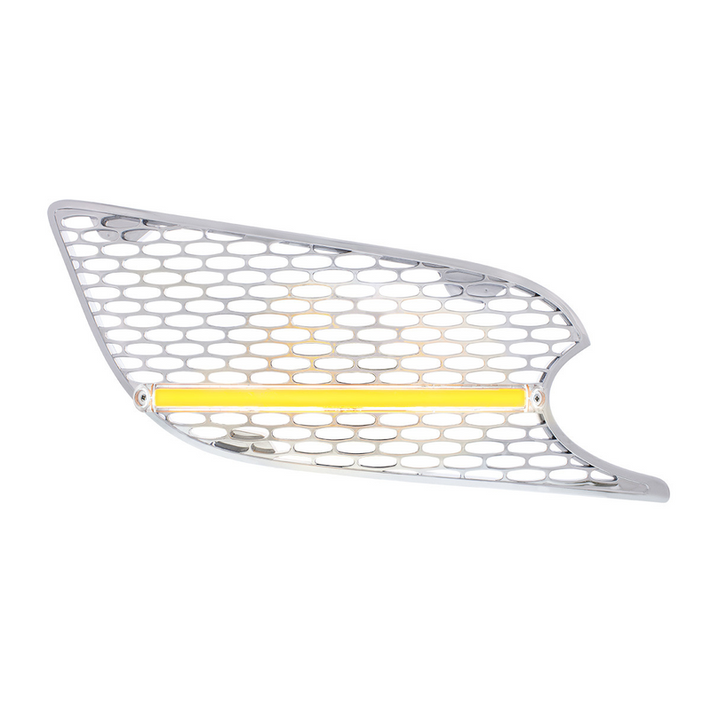 United Pacific Chrome Air Intake Grille With LED GloLight For 2012-2021 Peterbilt 579 (Passenger) Amber LED/Clear Lens 41786