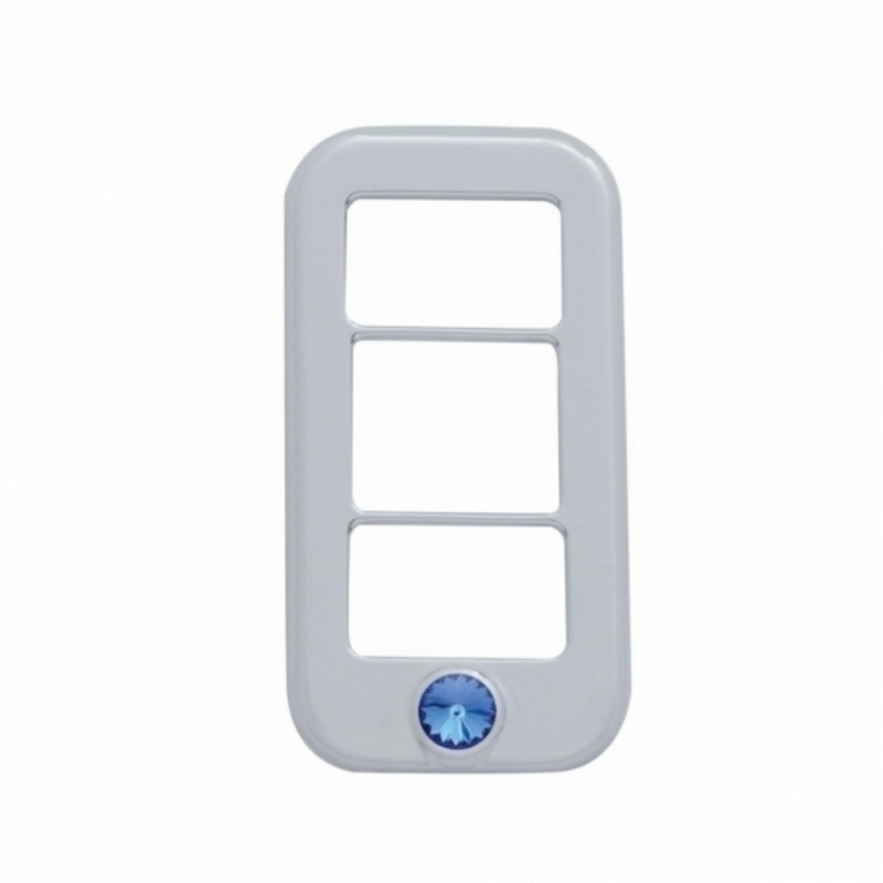 United Pacific Rocker Switch Cover With 3 Openings & Blue Crystal For Freightliner (3-Pack) 42041
