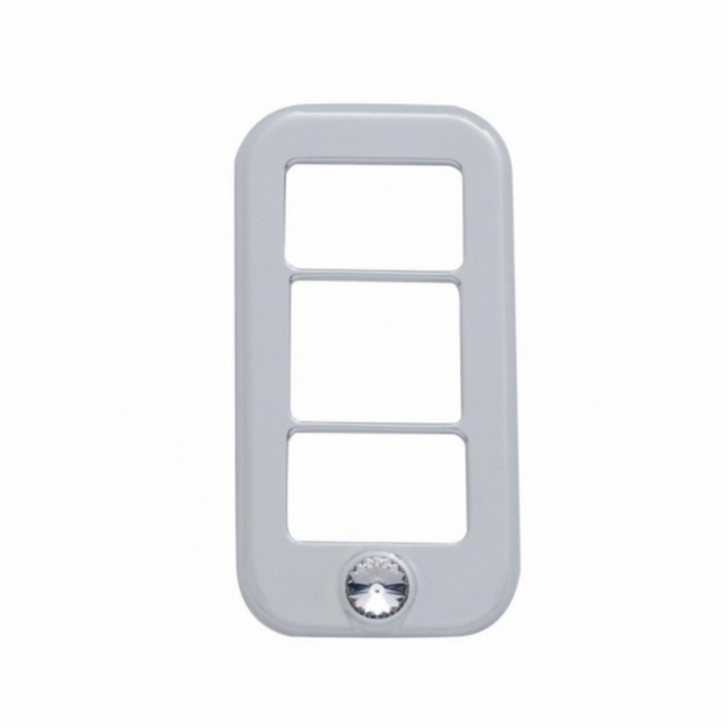 United Pacific Rocker Switch Cover With 3 Openings & Clear Crystal For Freightliner (3-Pack) 42042