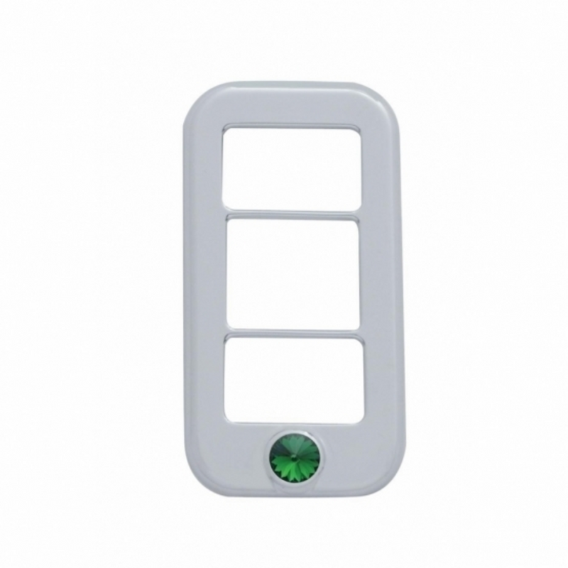 United Pacific Rocker Switch Cover With 3 Openings & Green Crystal For Freightliner (3-Pack) 42043
