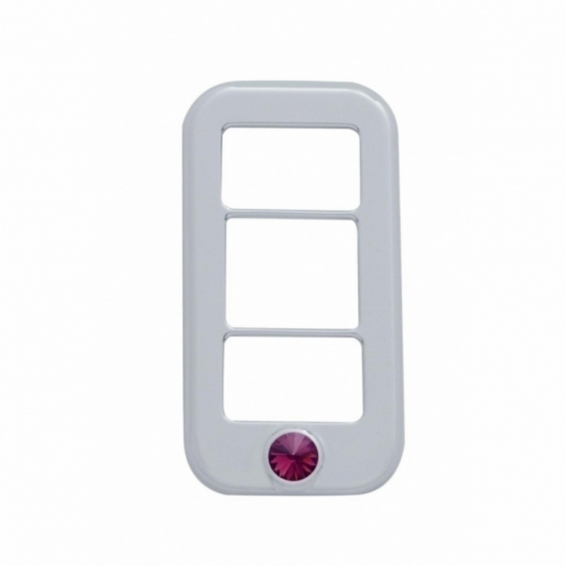 United Pacific Rocker Switch Cover With 3 Openings & Purple Crystal For Freightliner (3-Pack) 42044
