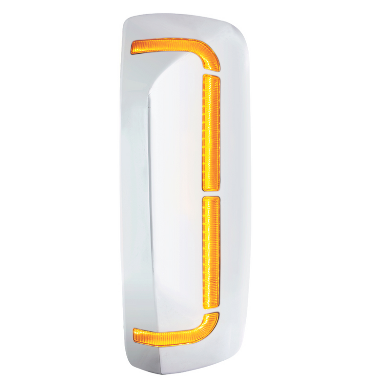 United Pacific 59 LED Chrome Mirror Cover With Sequential LED For 2012-2024 Volvo VNL Driver 42232
