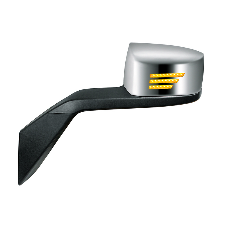United Pacific Chrome Hood Mirror Assembly With Sequential LED Turn Signal For 2004-2017 Volvo VNL-Driver 42234