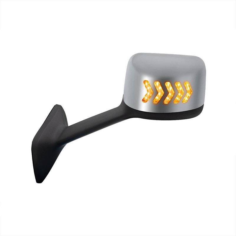 United Pacific Chrome Plastic Hood Mirror Assembly With Sequential LED Turn Signals For 2018-2024 International LT-Driver 42252