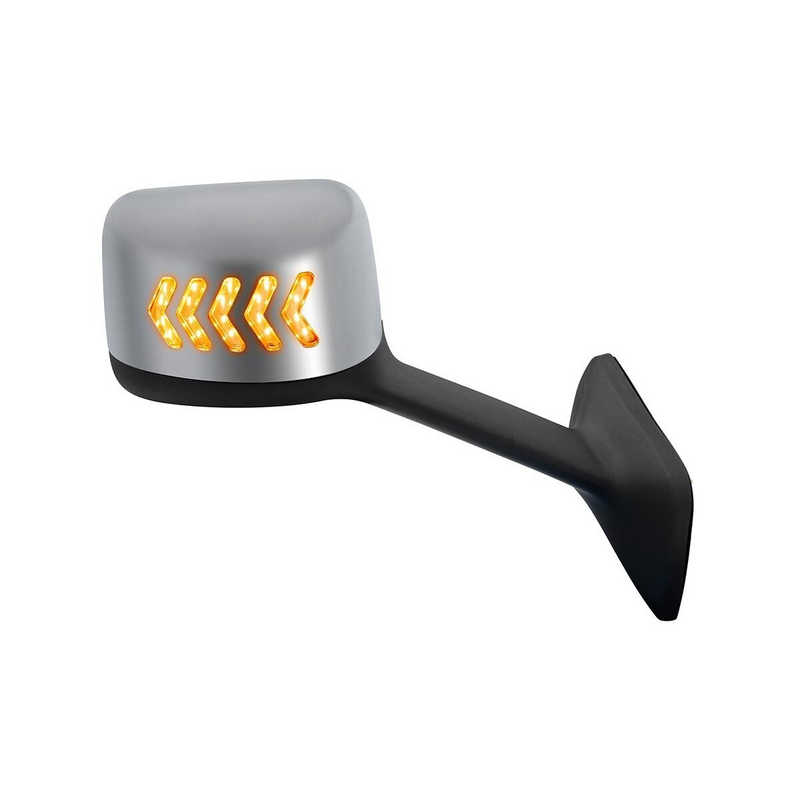United Pacific Chrome Plastic Hood Mirror Assembly With Sequential LED Turn Signals For 2018-2024 International LT-Passenger 42253