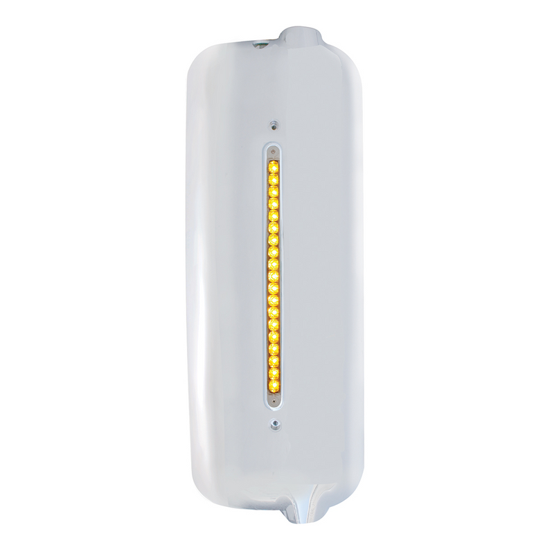 United Pacific Mirror Cover With 19 Amber LED 12" Reflector Light Bar For Pre-2005 FL Century- Passenger -Clear Lens 42328
