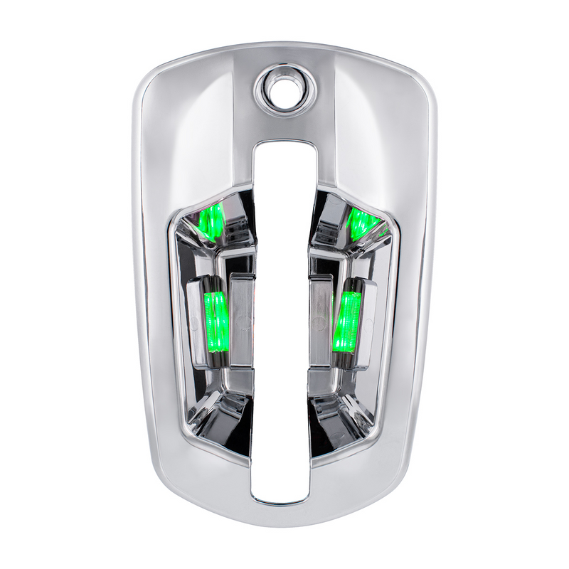 United Pacific 6 LED Chrome Door Handle Cover For 2018-2026 Freightliner Cascadia Passenger, Green LED 42539