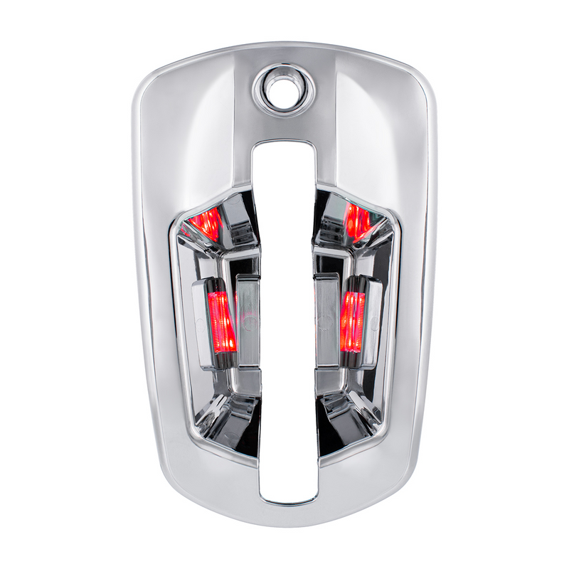 United Pacific 6 LED Chrome Door Handle Cover For 2018-2026 Freightliner Cascadia Driver, Red LED 42540