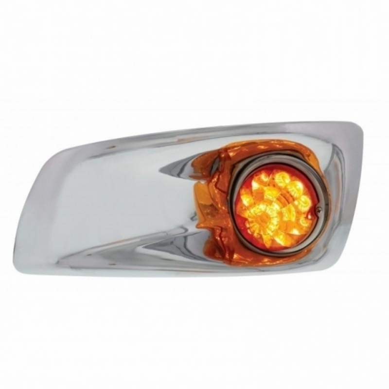 United Pacific Fog Light Cover With 17 Amber LED Reflector Watermelon Lights For 2007-17 KW T660- Driver -Amber Lens 42704