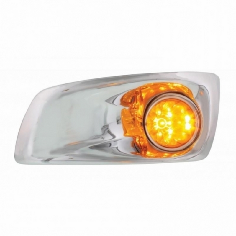 United Pacific Fog Light Cover With 17 Amber LED Dual Func. Watermelon Light For 2007-17 KW T660- Driver -Amber Lens 42706