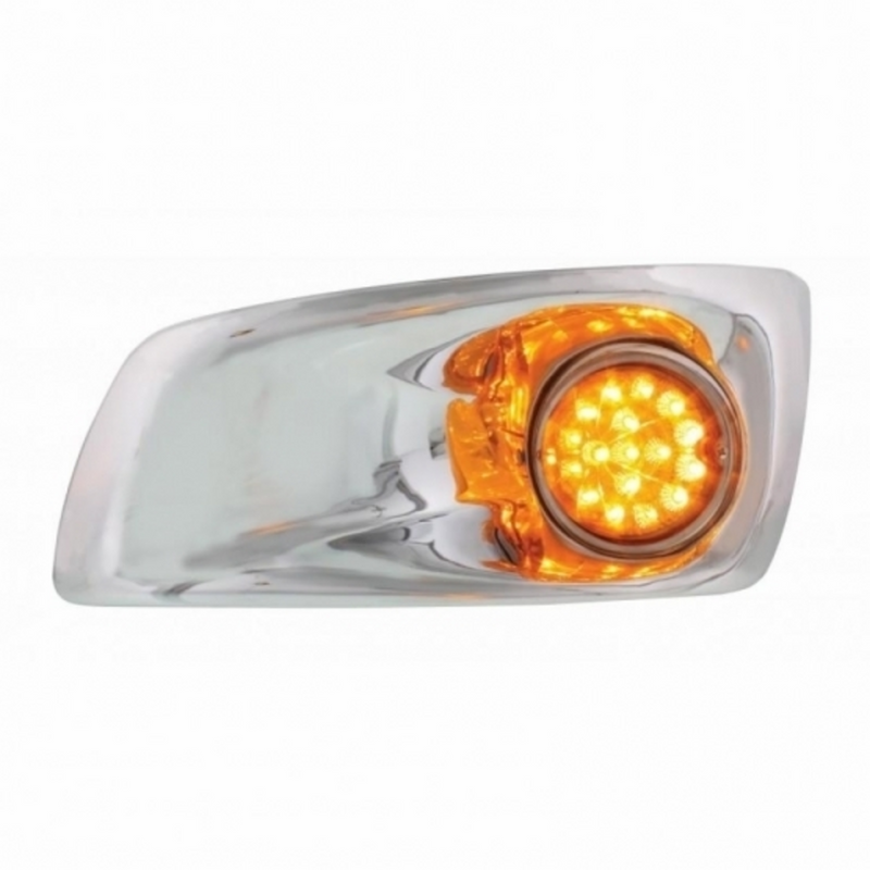 United Pacific Fog Light Cover With Amber LED Hi/Lo Clear Style Reflector Light For 2007-17 KW T660- Driver -Amber Lens 42708