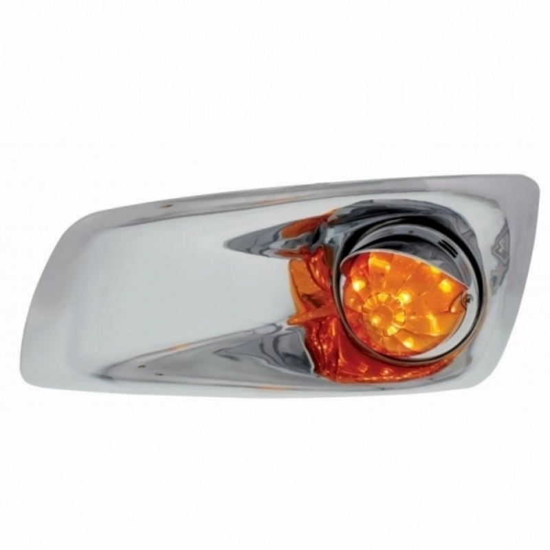 United Pacific Fog Light Cover With 17 Amber LED Watermelon Light & Visor For 2007-17 KW T660- Driver -Amber Lens 42710