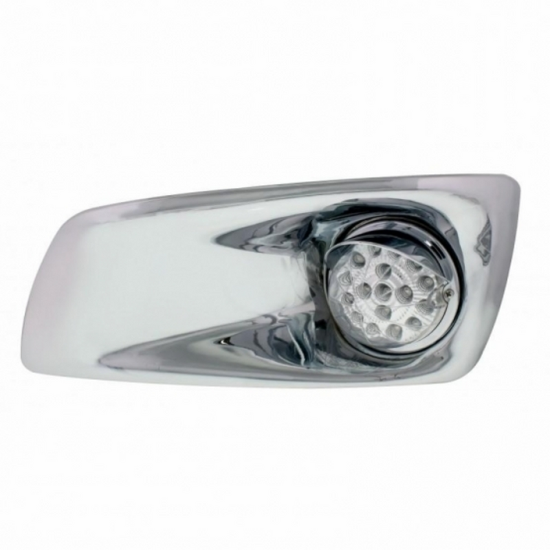 United Pacific Fog Light Cover With Amber LED Clear Style Reflector Light & Visor For 2007-17 KW T660- Driver -Clear Lens 42713
