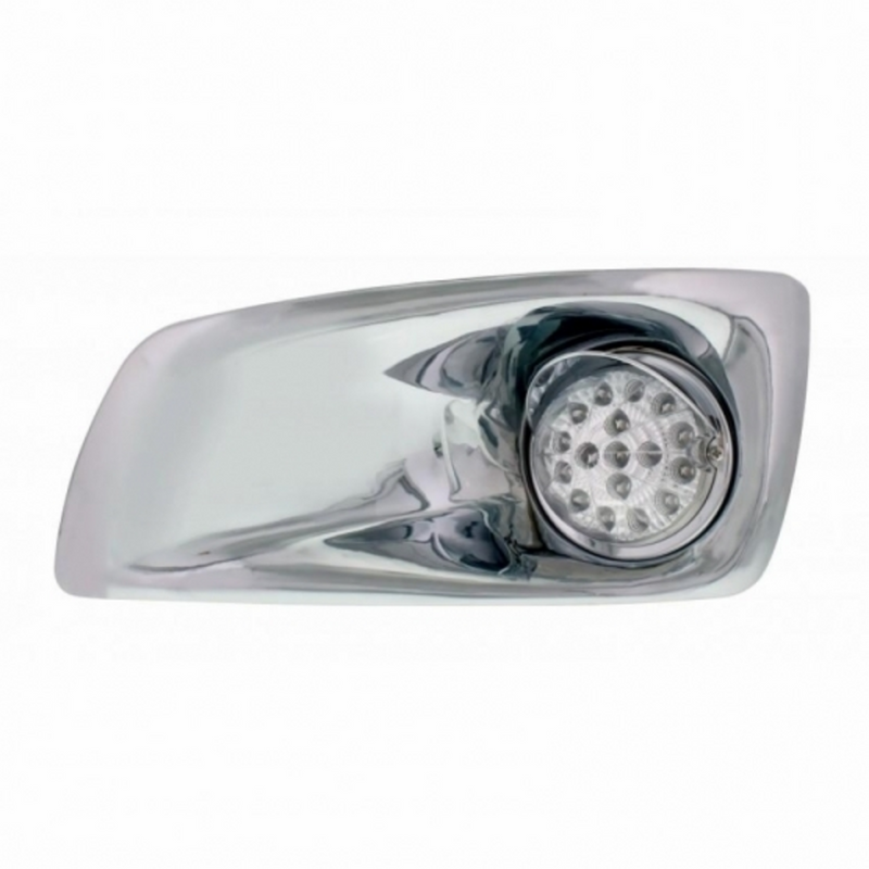 United Pacific Fog Light Cover With Amber LED Hi/Lo Clear Style Reflector Light & Visor For 2007-17 KW T660- Driver -Clear Le 42719