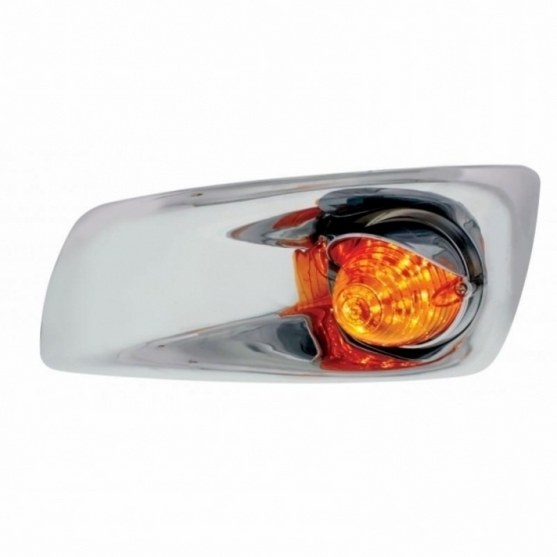 United Pacific Fog Light Cover With 19 LED Beehive Light & Visor For 2007-17 KW T660 (Driver) Amber LED/ Amber Lens 42728