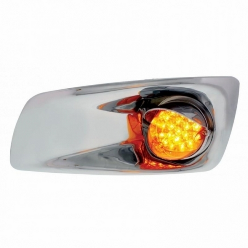 United Pacific Fog Light Cover With 19 LED Reflector Light & Visor For 2007-17 KW T660 (Driver) Amber LED/ Amber Lens 42730