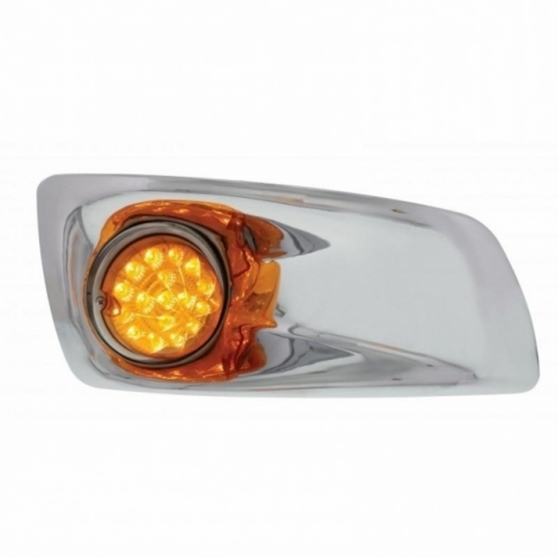 United Pacific Fog Light Cover With 17 Amber LED Clear Style Reflector Light For 2007-17 KW T660- Passenger -Amber Lens 42734
