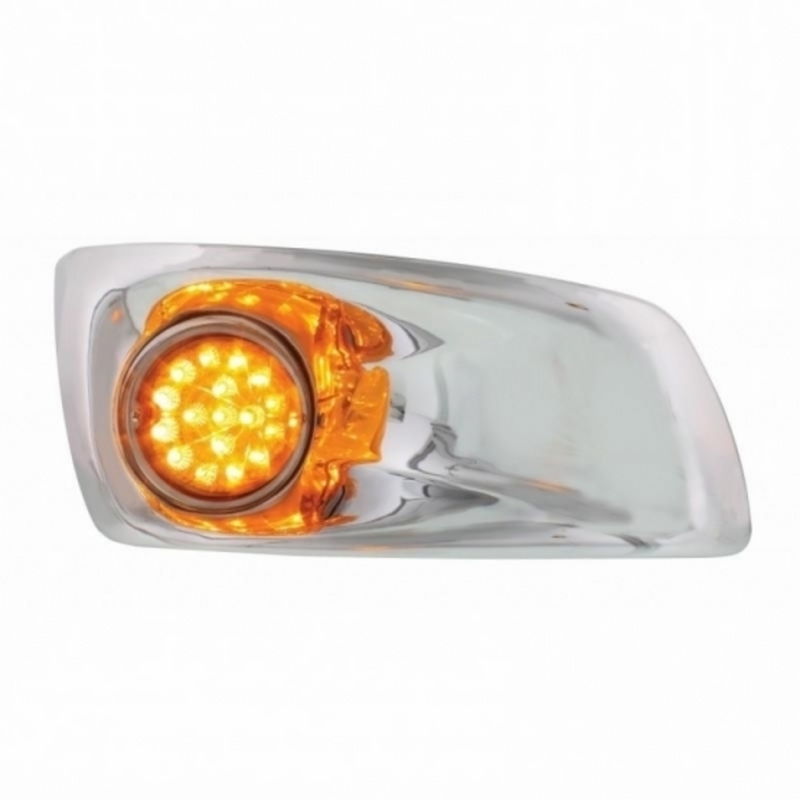 United Pacific Fog Light Cover With 17 Amber LED Hi/Lo Clear Style Reflector Light For 2007-17 KW T660- Passenger -Amber Lens 42740
