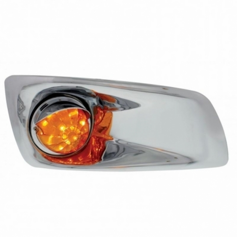 United Pacific Fog Light Cover With Amber LED Watermelon Light & Visor For 2007-17 KW T660- Passenger -Amber Lens 42742
