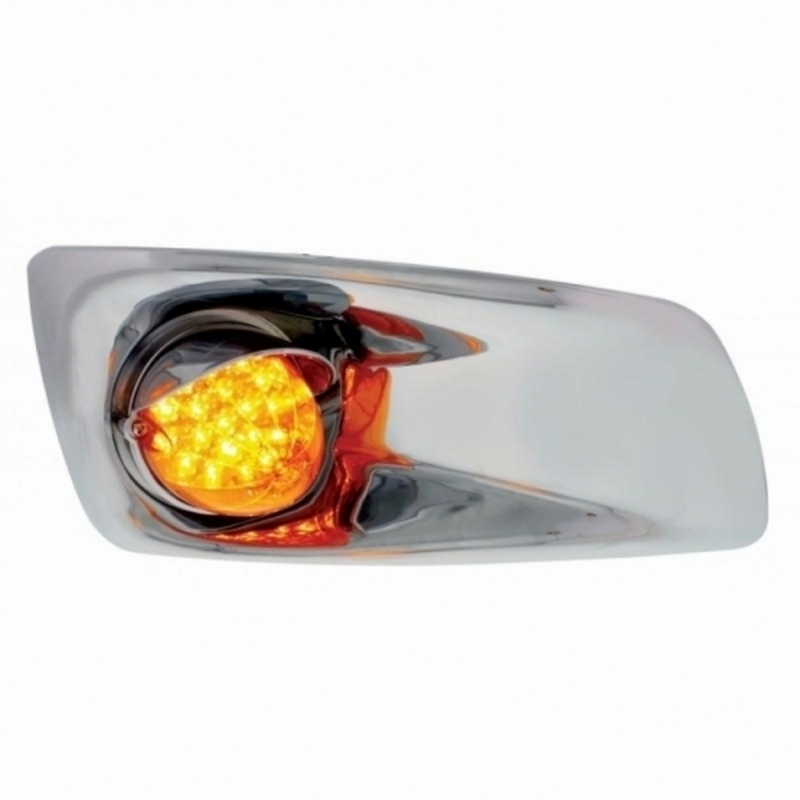 United Pacific Fog Light Cover With 19 LED Reflector Light & Visor For 2007-17 KW T660 (Passenger) Amber LED/ Amber Lens 42762