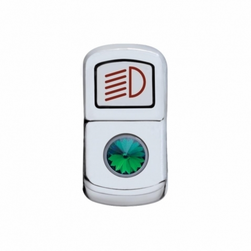 United Pacific "Headlight" Rocker Switch Cover With Green Crystal 45133