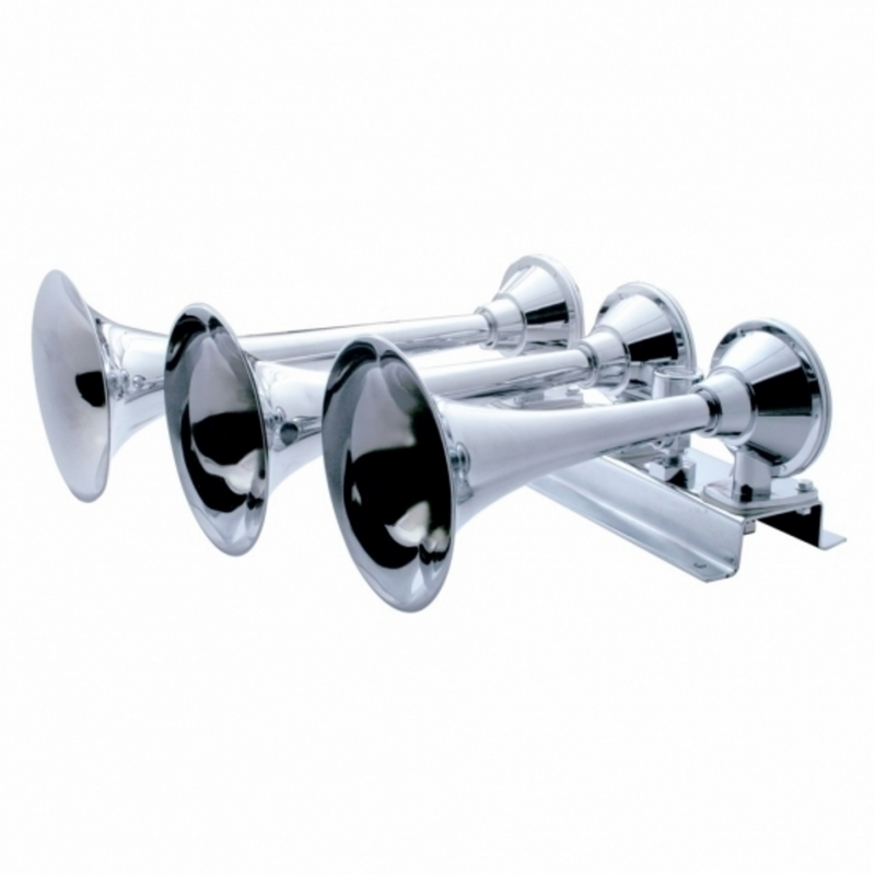 United Pacific 3 Trumpets Horizontal Chrome Train Horn Right 46146