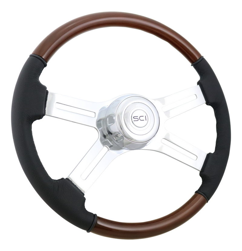 Steering Creations 18" Wood Rim Steering Wheel- Classic Combo