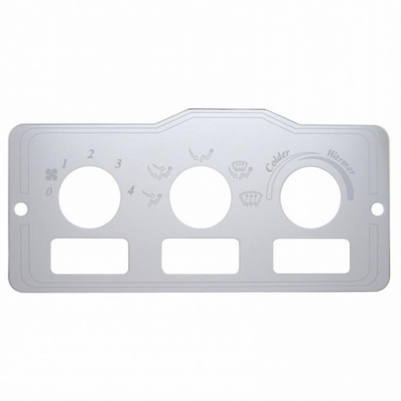 Peterbilt Stainless A/C Control Plate 3 Square Opening 48000