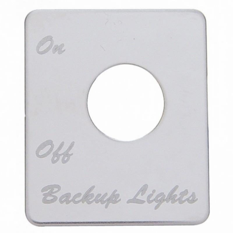 United Pacific Stainless Steel Switch Name Plate For Peterbilt Backup Light 48405