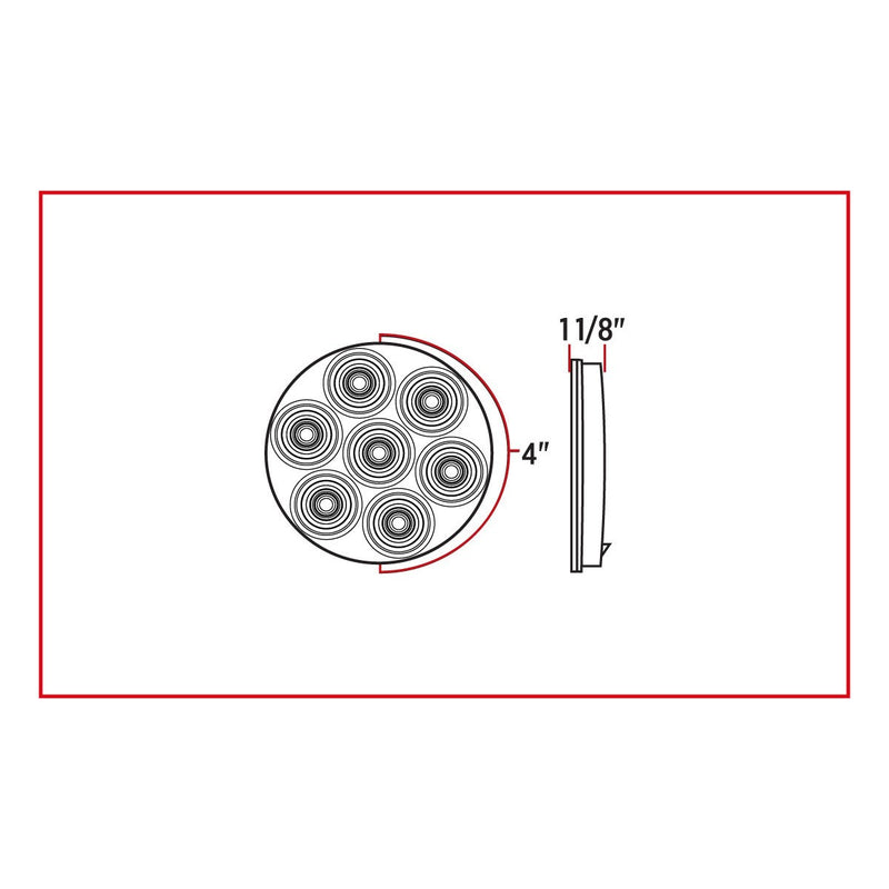 Trux Accessories 4" Economy Red Stop, Turn & Tail LED with Grote Light Harness (8 Diodes)