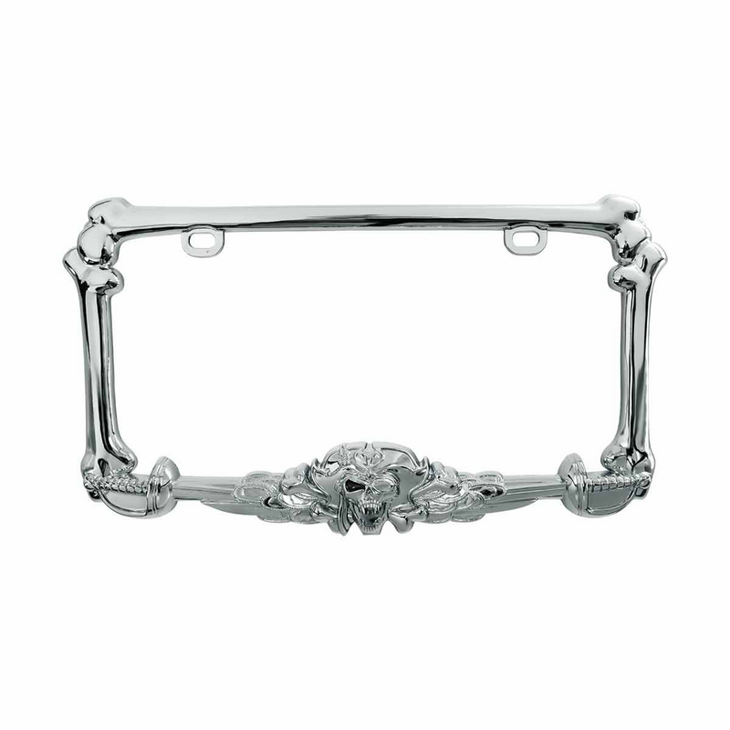 United Pacific Pirate License Plate Frame Chrome 50030