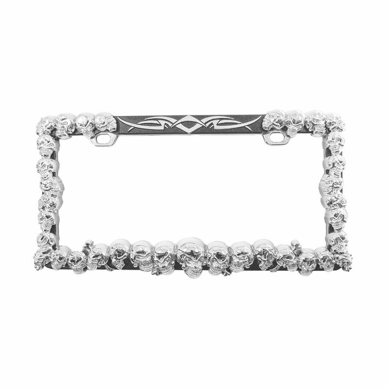 United Pacific Skull License Plate Frame Chrome 50037