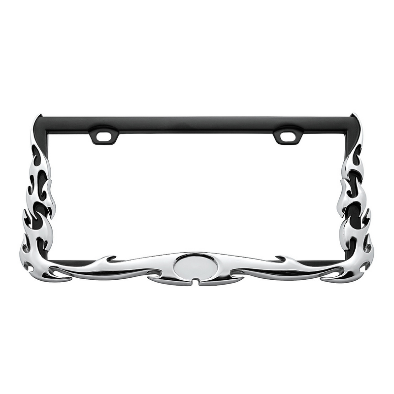 United Pacific Flame License Plate Frame Chrome 50038