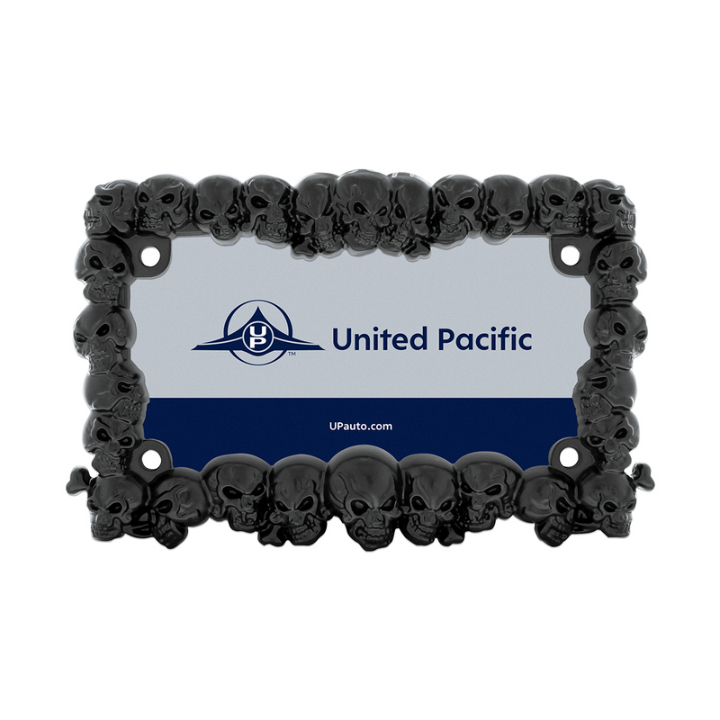 United Pacific Skull Motorcycle License Plate Frame Black 50113