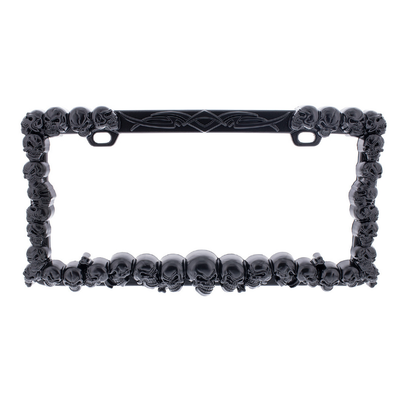 United Pacific Skull License Plate Frame Black 50116