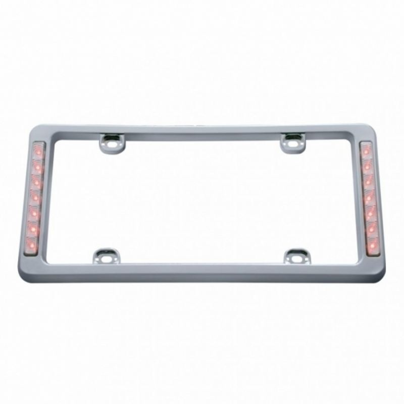 United Pacific 14 LED Chrome License Plate Frame Red LED/Clear Lens 50122