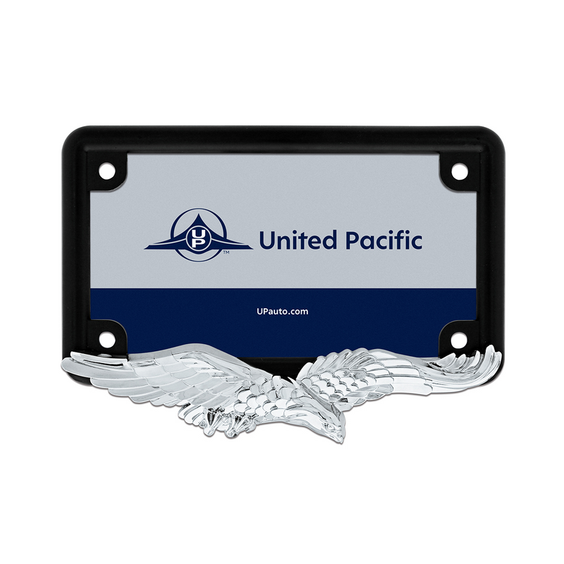 United Pacific Eagle Motorcycle License Plate Frame Chrome Eagle/Black Frame 50124