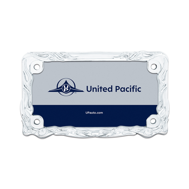 United Pacific Motorcycle License Plate Frame Chrome Flame & Frame 50128