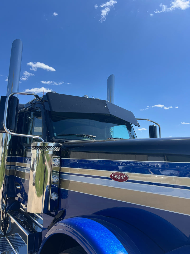 Iowa Customs Visors - Series 2 - Full Wrap - Fits Peterbilt 589/567 Flat Top Cab & Kenworth W990 IC16306